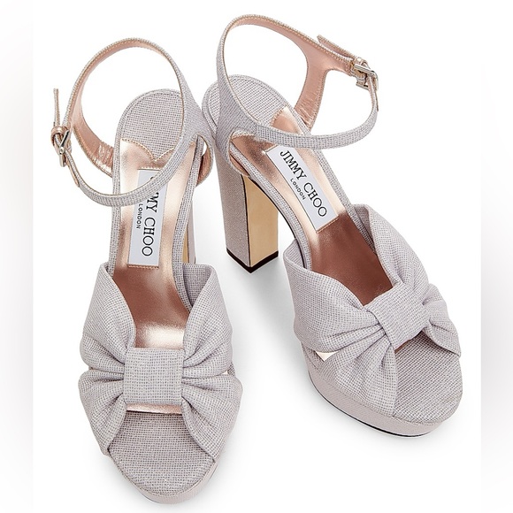 Jimmy Choo Shoes - EUC JIMMY CHOO Heloise 120MM Glitter Platform Sandals Macaron 36.5 $1,025